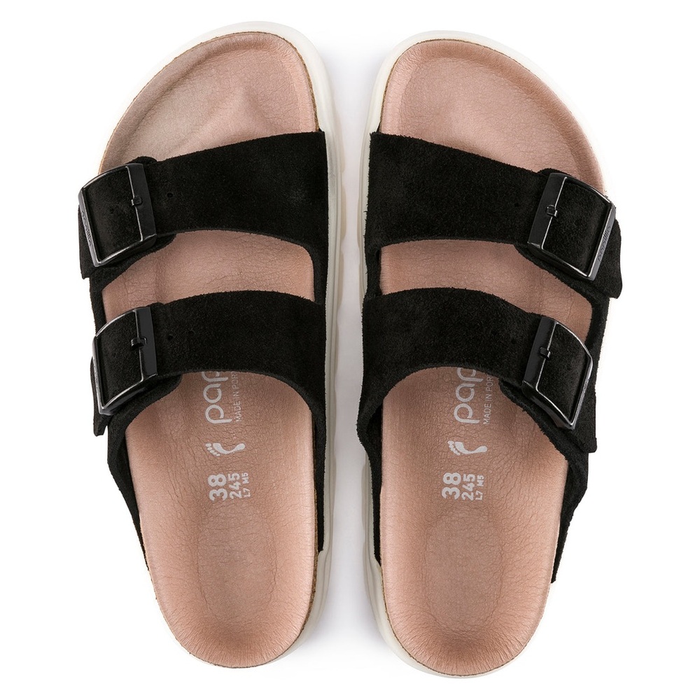 Birkenstock Black Suede Dual-Buckle Slide Sandals
